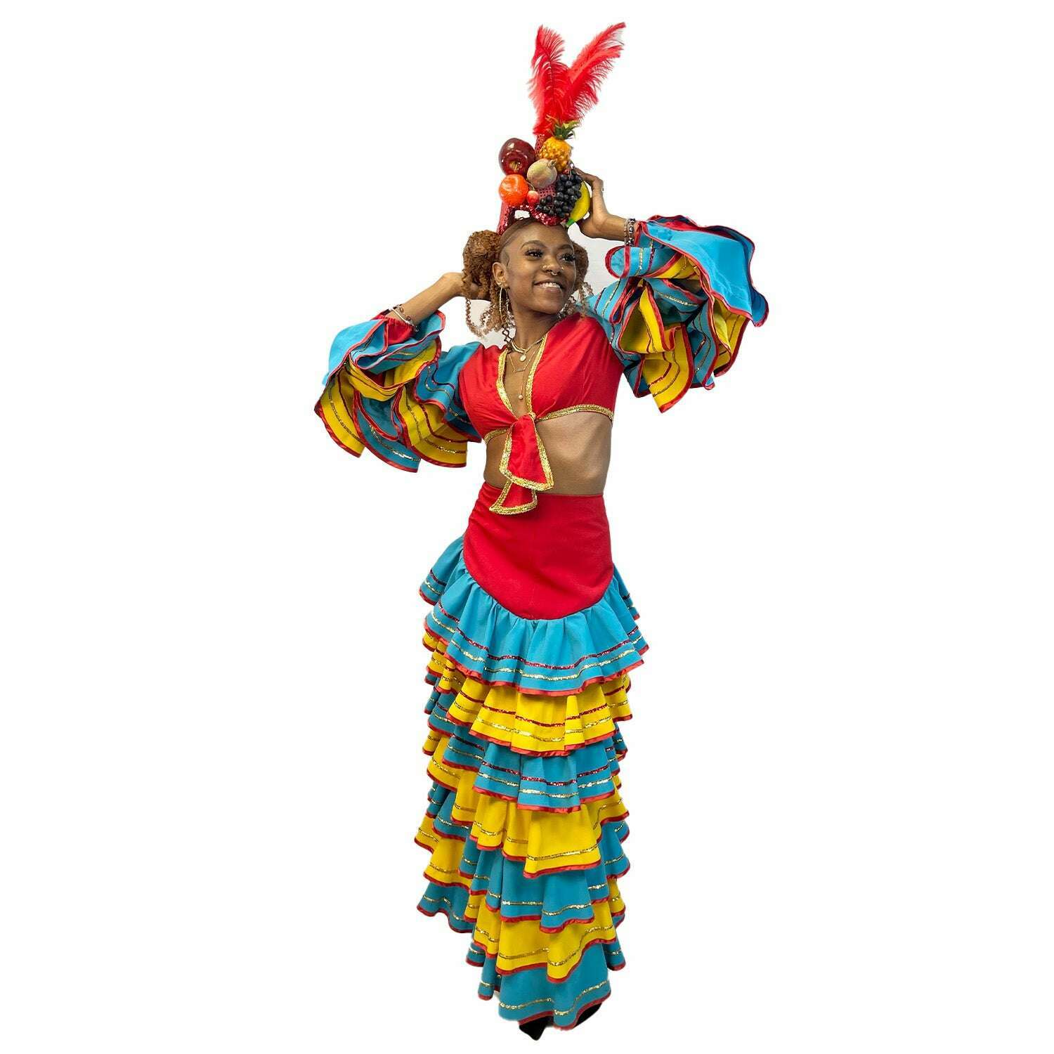 International Red Blue and Yellow Rumba Women's Costume Rent / Small