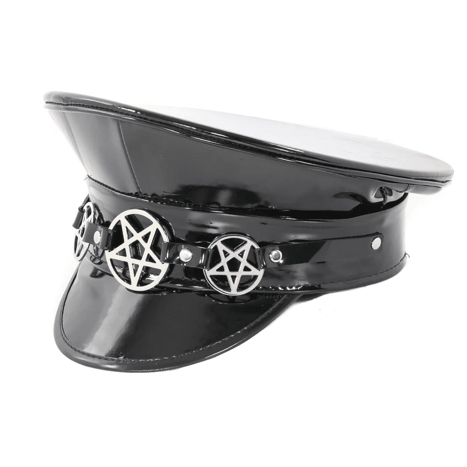 Pentagram Black Patent Captain Hat – AbracadabraNYC display picture 1