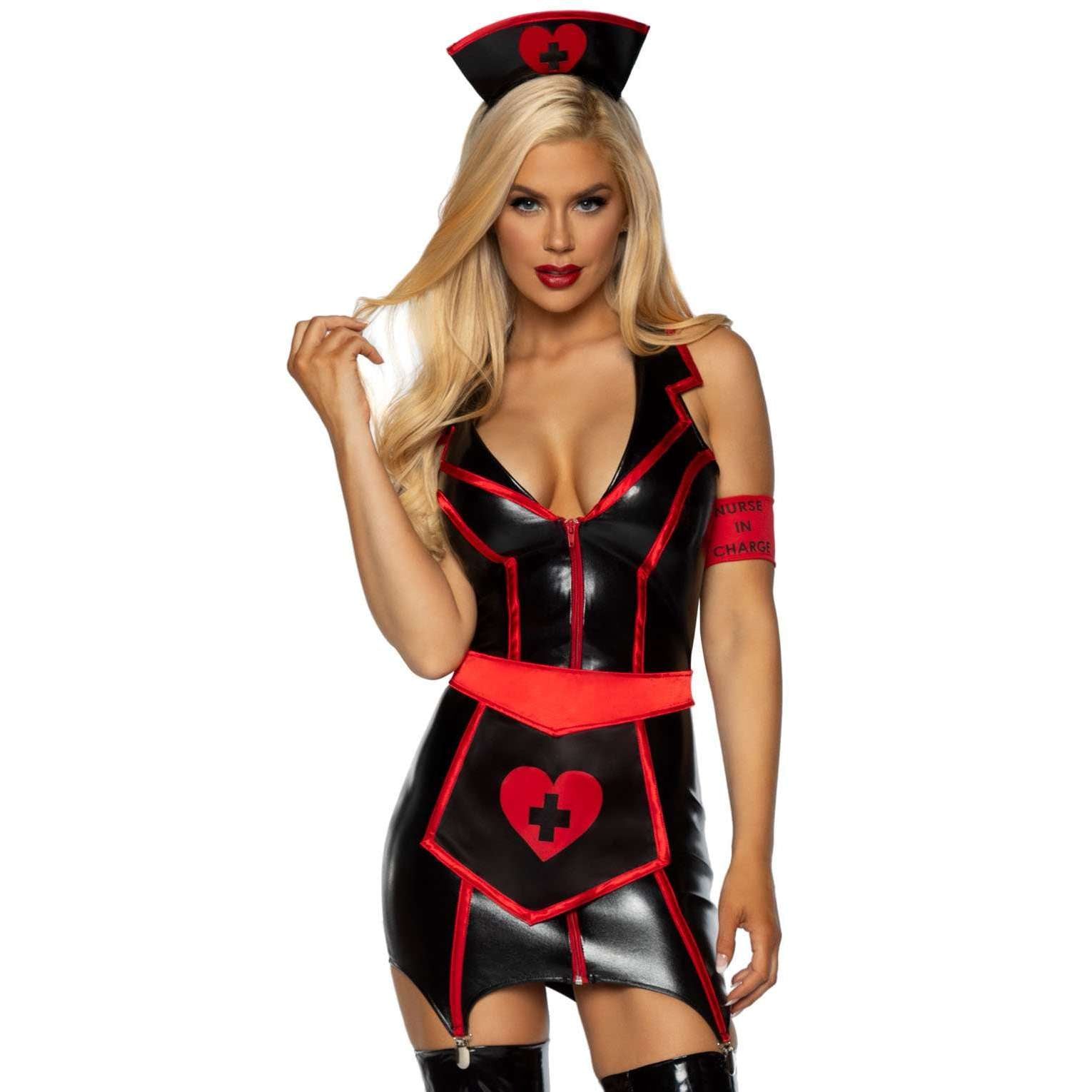 Black & Red Naughty Nurse Women's Sexy Costume – AbracadabraNYC