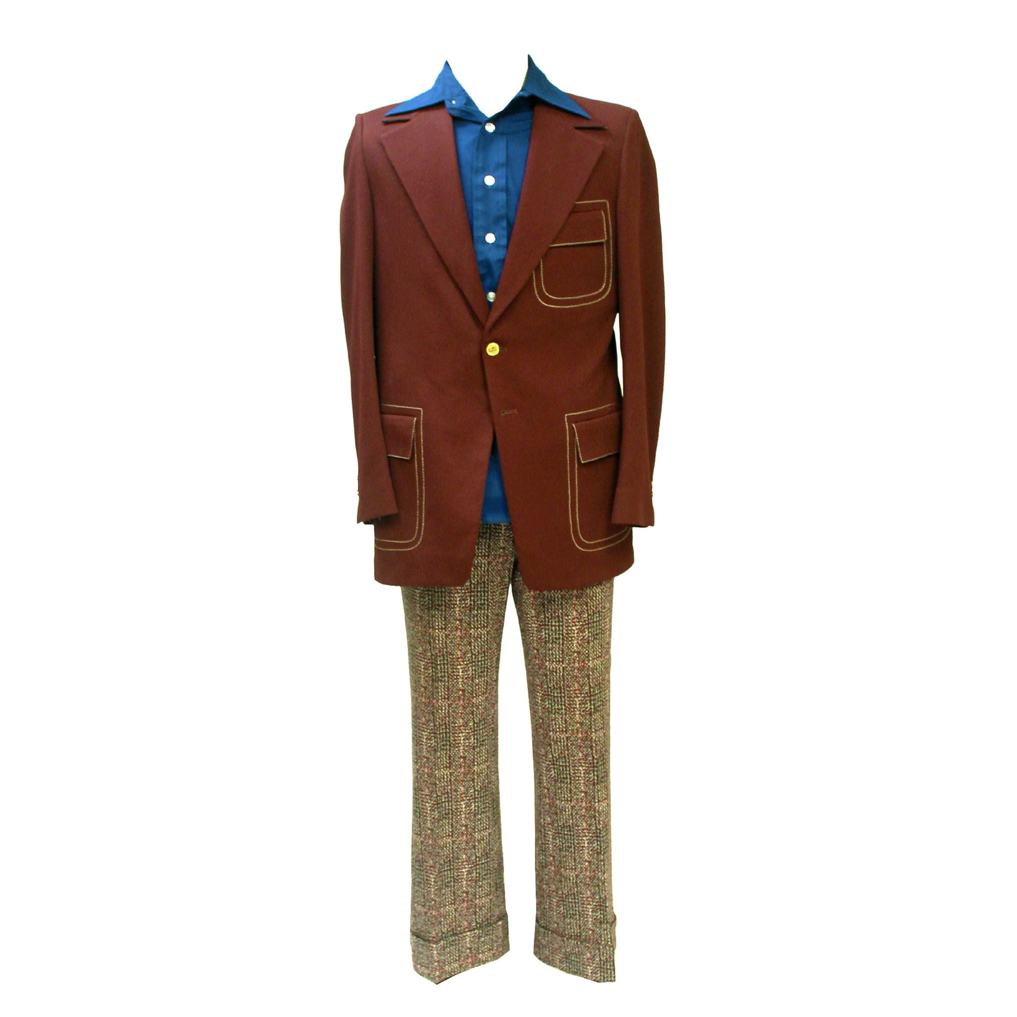 Deluxe Authentic Vintage 1970s Burgundy Leisure Suit Men